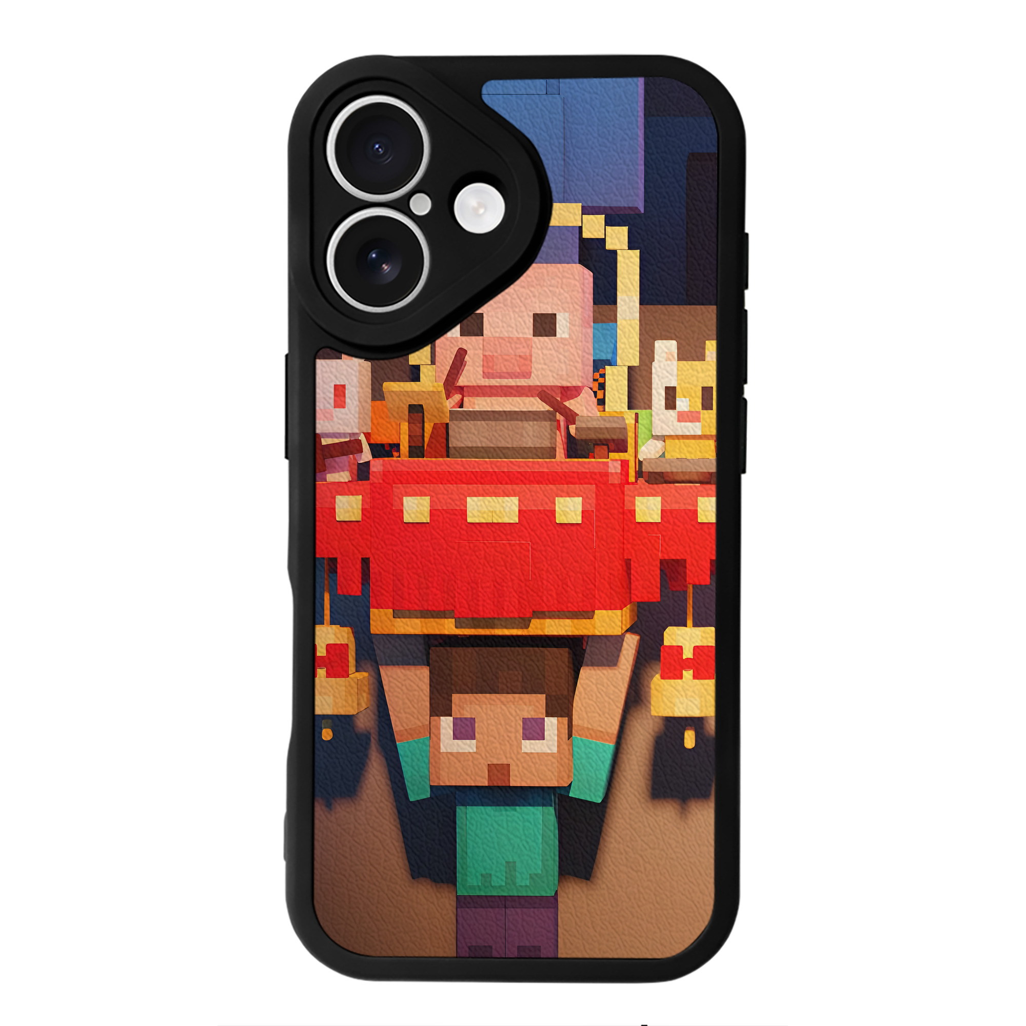 （画像用） マインクラフト ブロックの世界 Minecraft MC Block world 【iPhone 16シリーズ対応】シリコンスマホケース（レザー調） 材質：シリコン